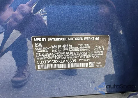 2019 BMW X3 xDrive30I из США, поврежденный, VIN 5UXTR9C5XKLP76635